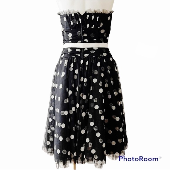 SCOTT MCCLINTOCK  Polka Dot Tulle Strapless Party Dress Size 6 - Picture 4 of 6
